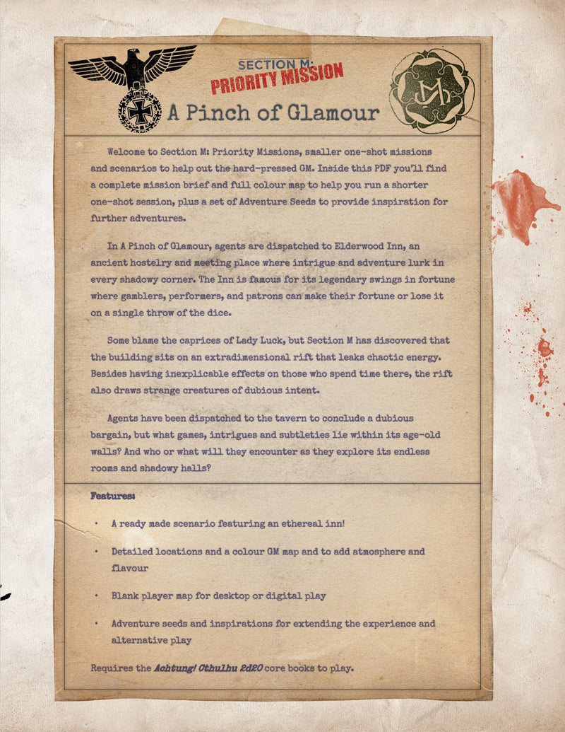 Achtung! Cthulhu 2d20 - Priority Mission 4: A Pinch of Glamour PDF