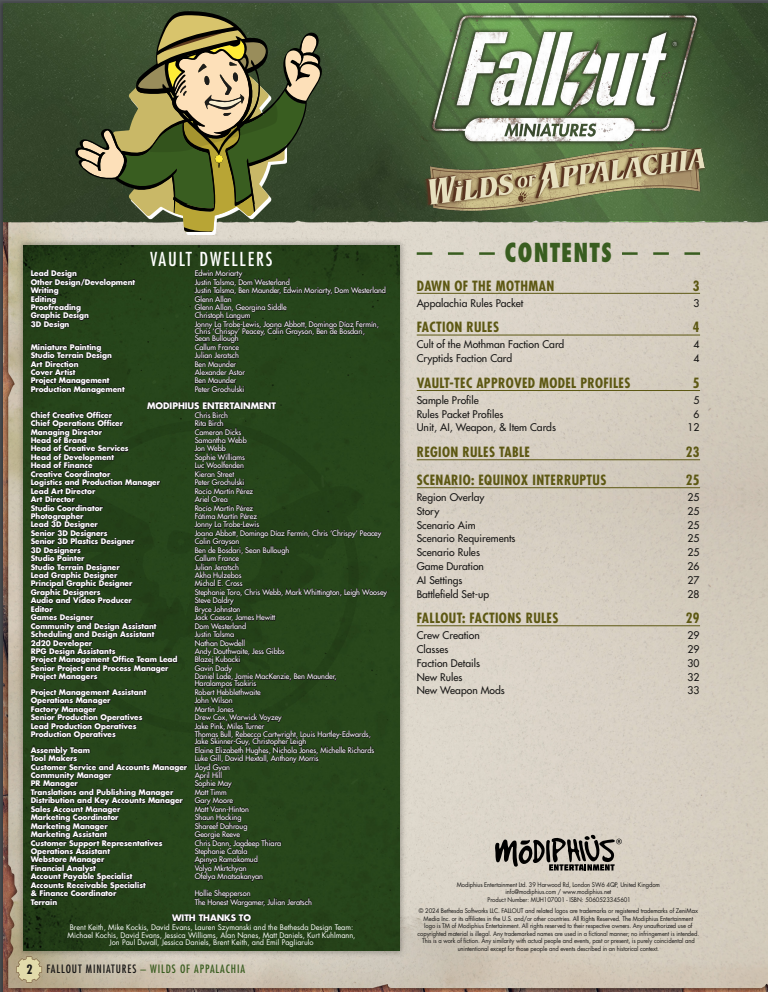 Fallout: Miniatures - The Dawn of the Mothman Rules Packet (FREE PDF)