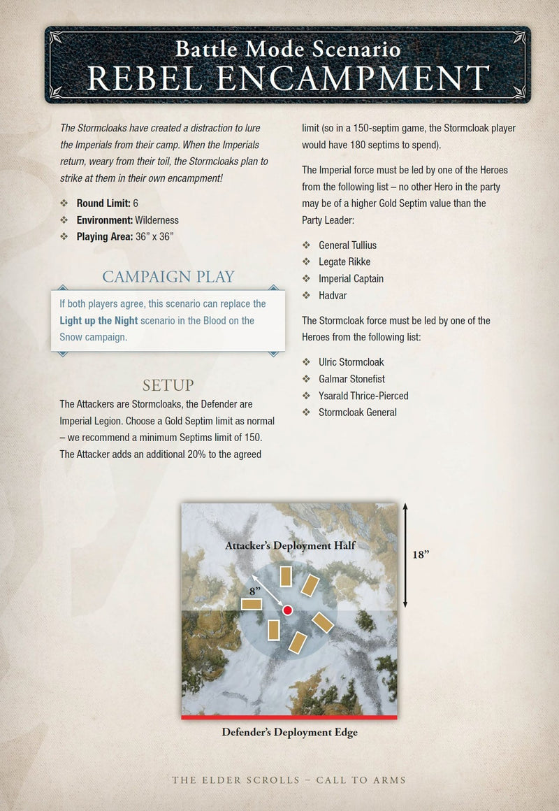 The Elder Scrolls Call to Arms - Community Scenario: Rebel Encampment (FREE) - PDF